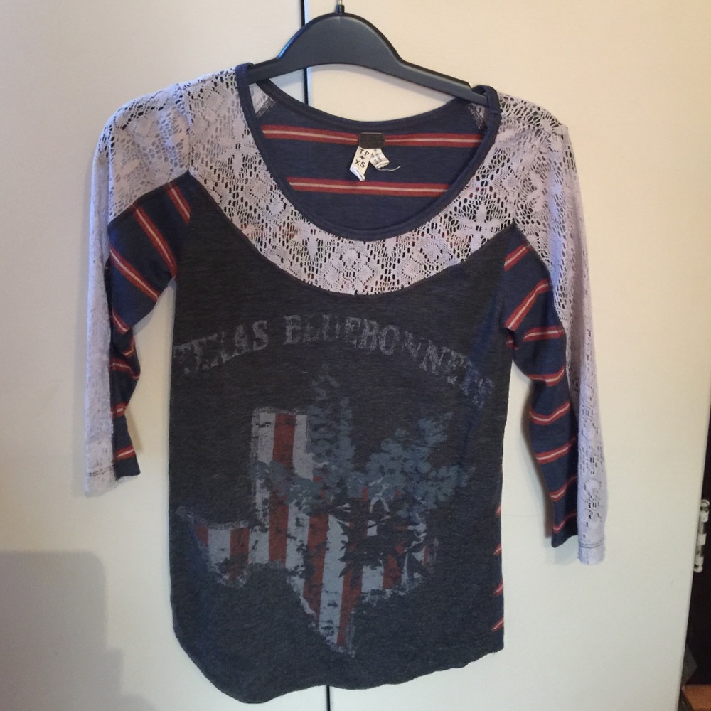 We the Free People Lace Striped Tee